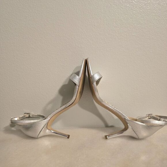 SAM EDELMAN SILVER LEATHER PATTI HEELS 8 - Picture 5 of 8